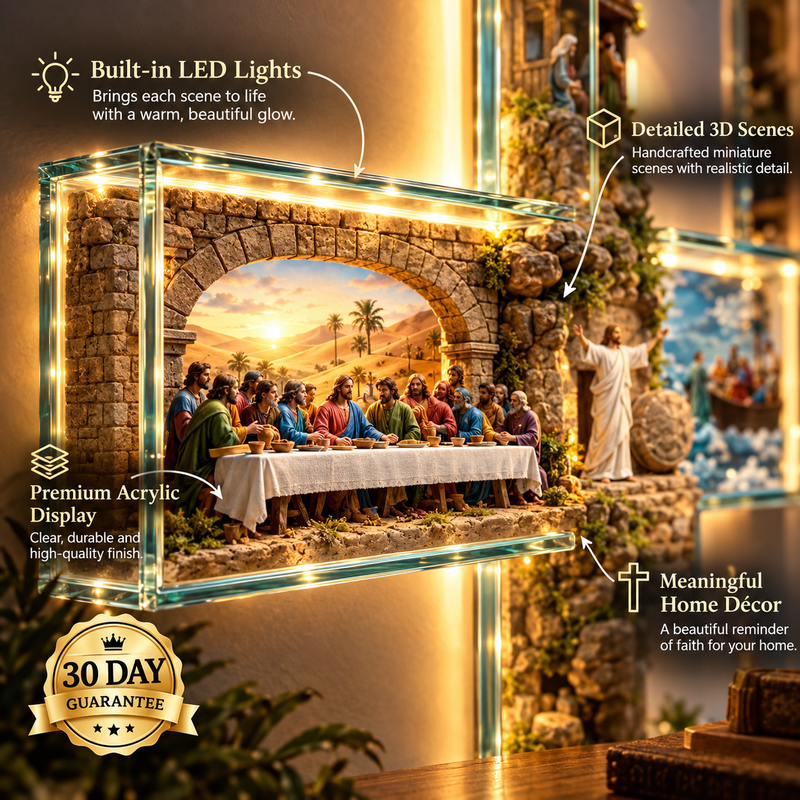 Last Supper scene inside the MerryHolic Illuminated Cross