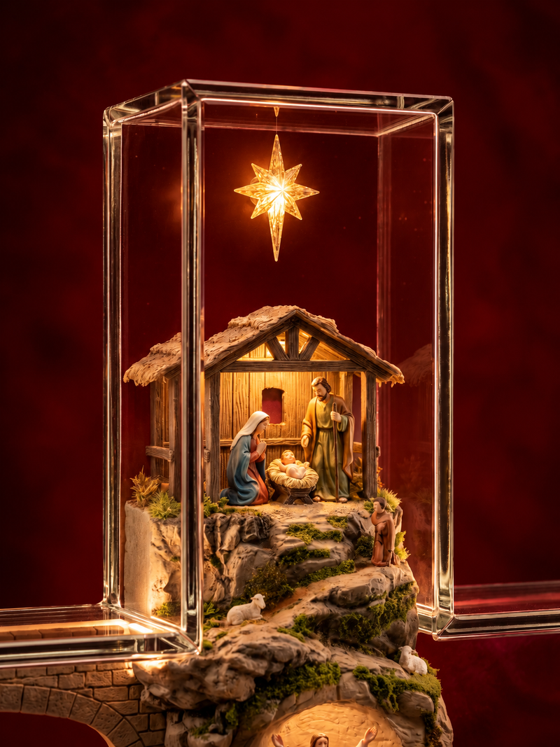 Nativity scene of the MerryHolic Illuminated Cross